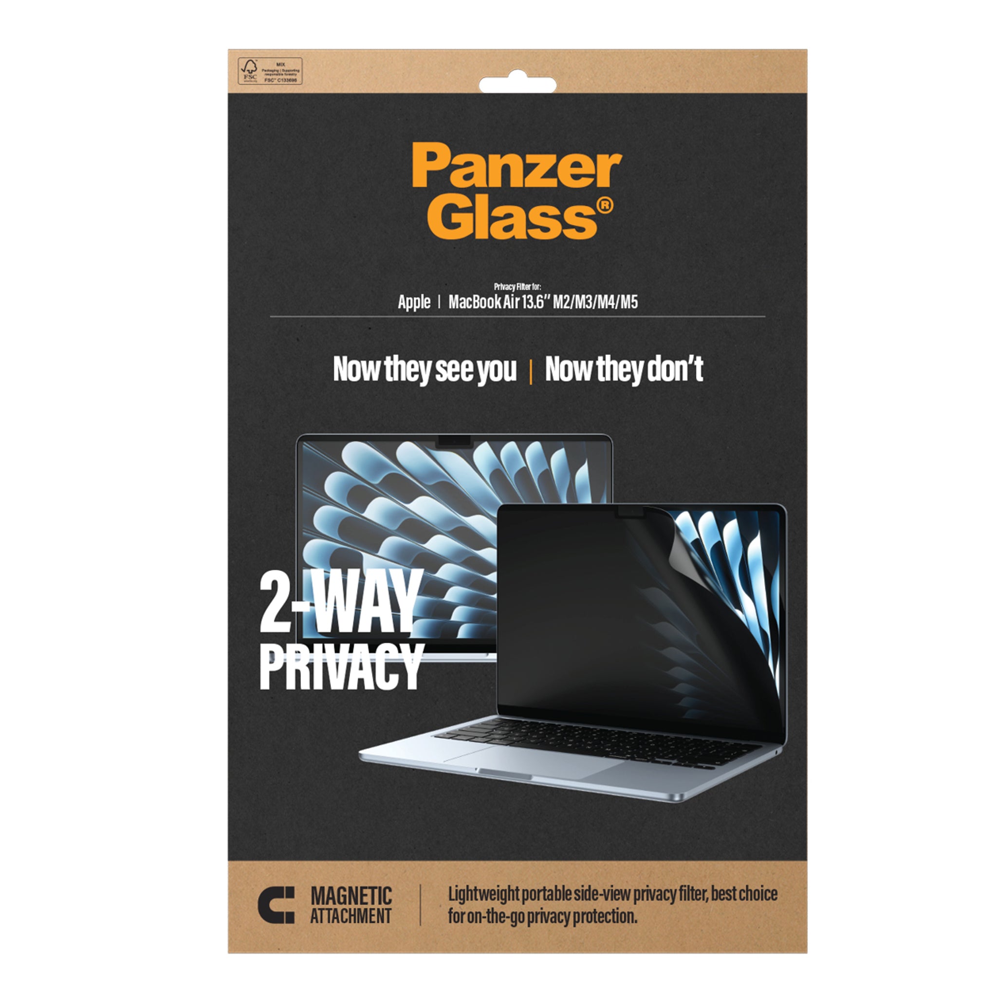 PanzerGlass® Magnetic 2-Way Privacy Film Screen Protector MacBook Air 13.6